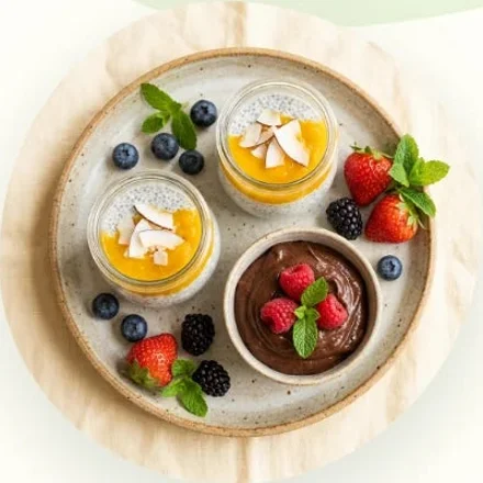 Pudines de chía y mousse de chocolate