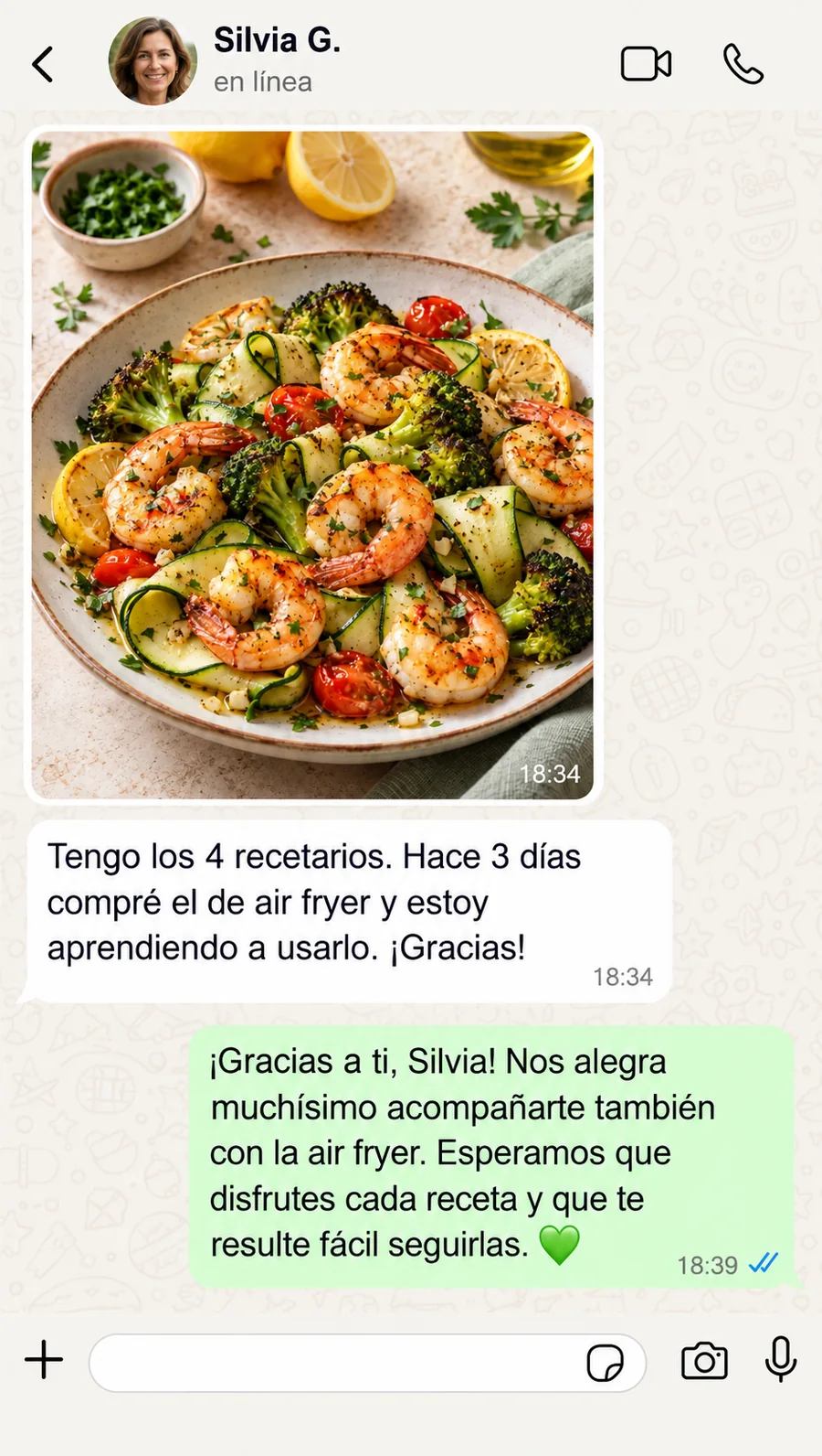 Conversación sobre las recetas con Silvia